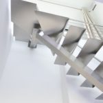 Escalier contemporain double quart inox brossé
