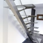 Escalier contemporain double quart inox brossé