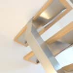 Escalier 1/4 tournant inox brossé et hêtre