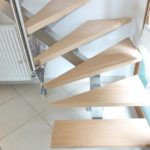 Escalier 1/4 tournant inox brossé et hêtre