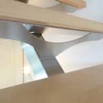 Escalier 1/4 tournant inox brossé et hêtre
