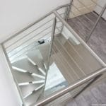 Escalier double quart tournant limon inox brossé