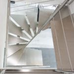 Escalier double quart tournant limon inox brossé