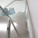 Escalier double quart tournant limon inox brossé
