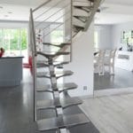 Escalier double quart tournant limon inox brossé