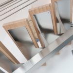 Escalier quart tournant inox et marches BauBuche